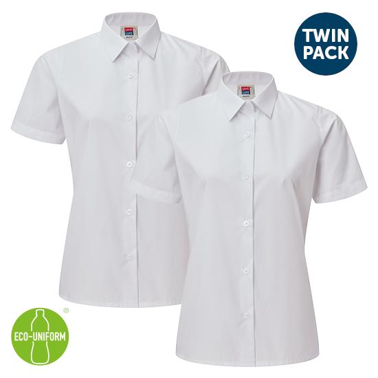 Twin Pack Girls Short Sleeve Blouse White